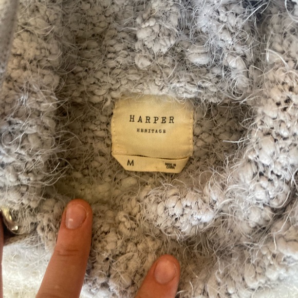 Fluffy gray and white sweater - Picture 2 of 2